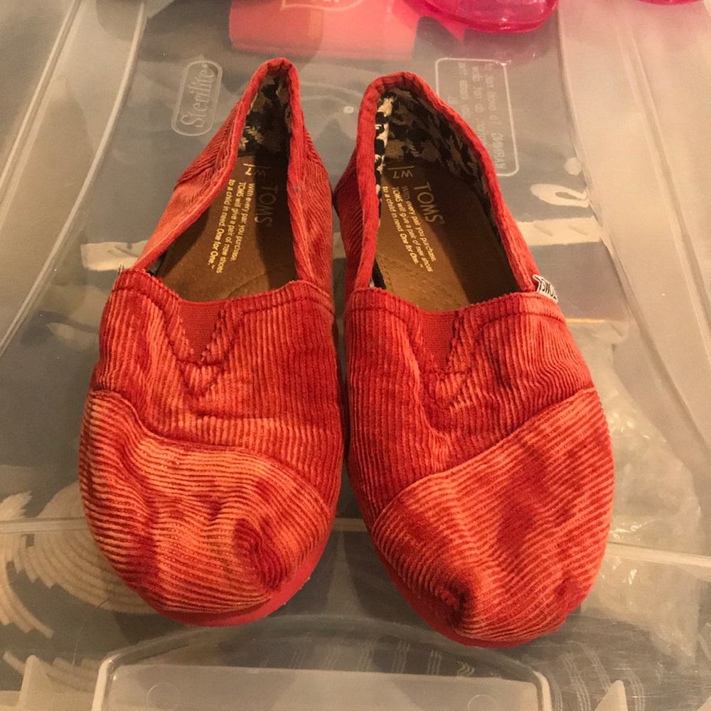 Red Corduroy TOMS